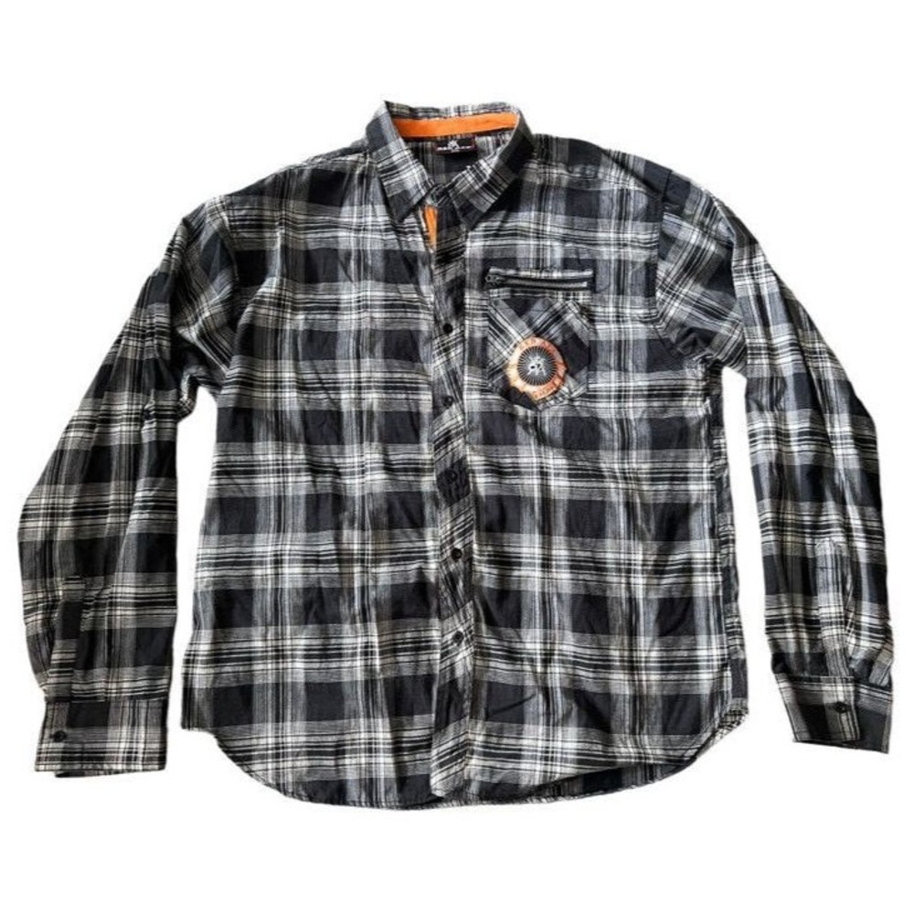 Red Ape Black White Plaid Long Sleeve Button Down Shirt Mens Size 2XL
